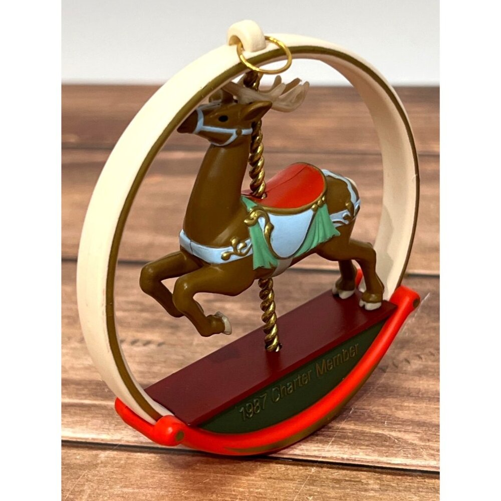 1987 Hallmark Carousel Reindeer Keepsake Ornament Collectors Club Christmas Deco